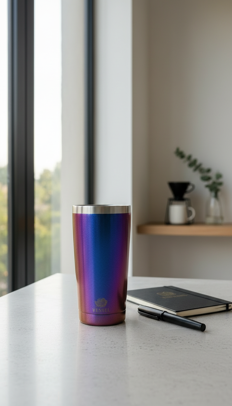 Majestic Purple Vessel Tumbler in Elegant Setting