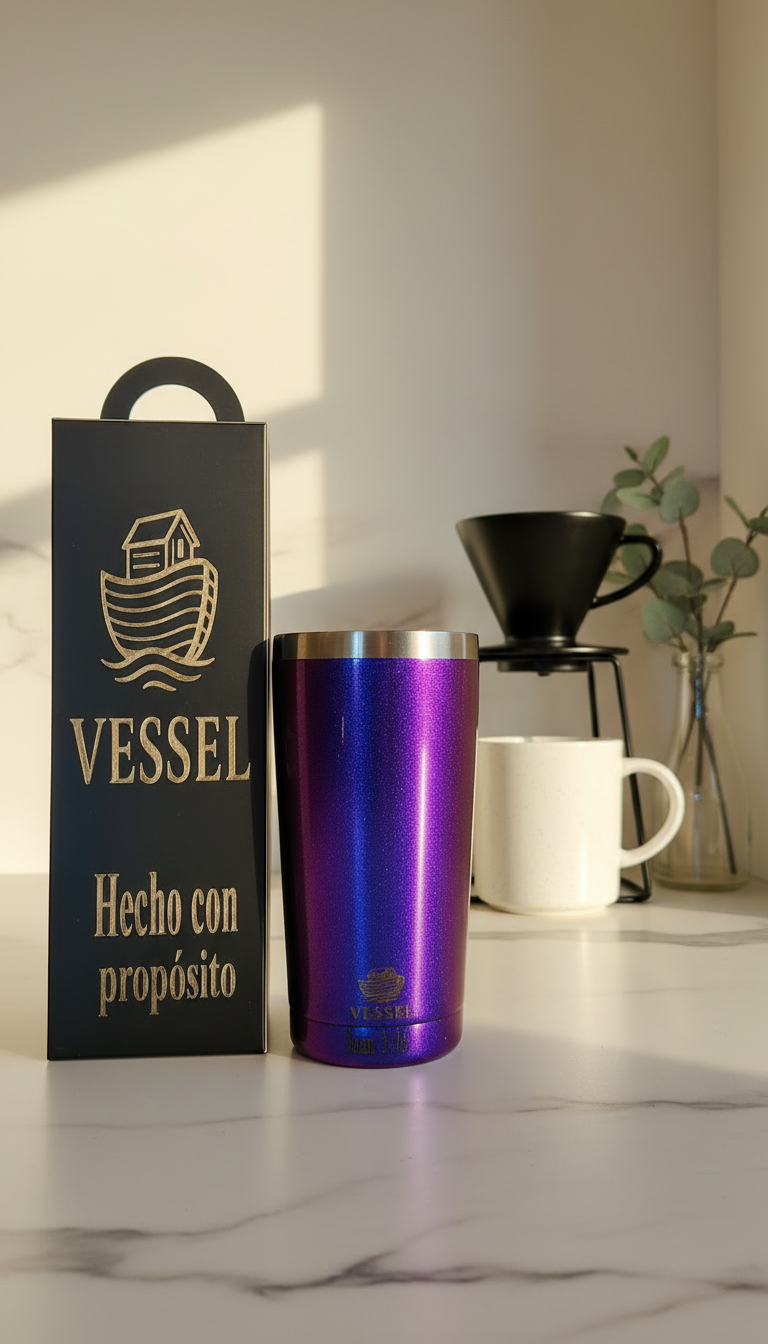 Majestic Purple Vessel Tumbler in Elegant Setting